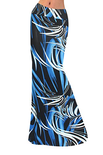 Mujeres Imprimir Verano Playa Larga Maxi Falda De Cintura Alta Blue M Cover
