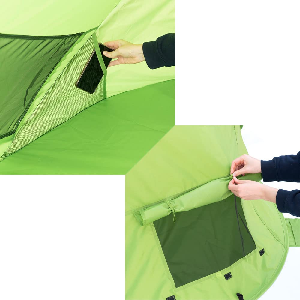 outdoorer Pop-up domek plażowy Zack PREMIUM, UV 80, zielony, w zestawie śledzie piaskowe, 3 okna i wzmocnione dno