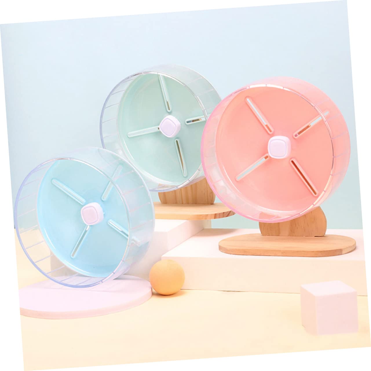 Didiseaon Rueda Silenciosa para Hámster de 20cm Soporte Estable, Material Abs y Madera, Diseño Antiestrés para Jaulas y Deportes de Mascotas