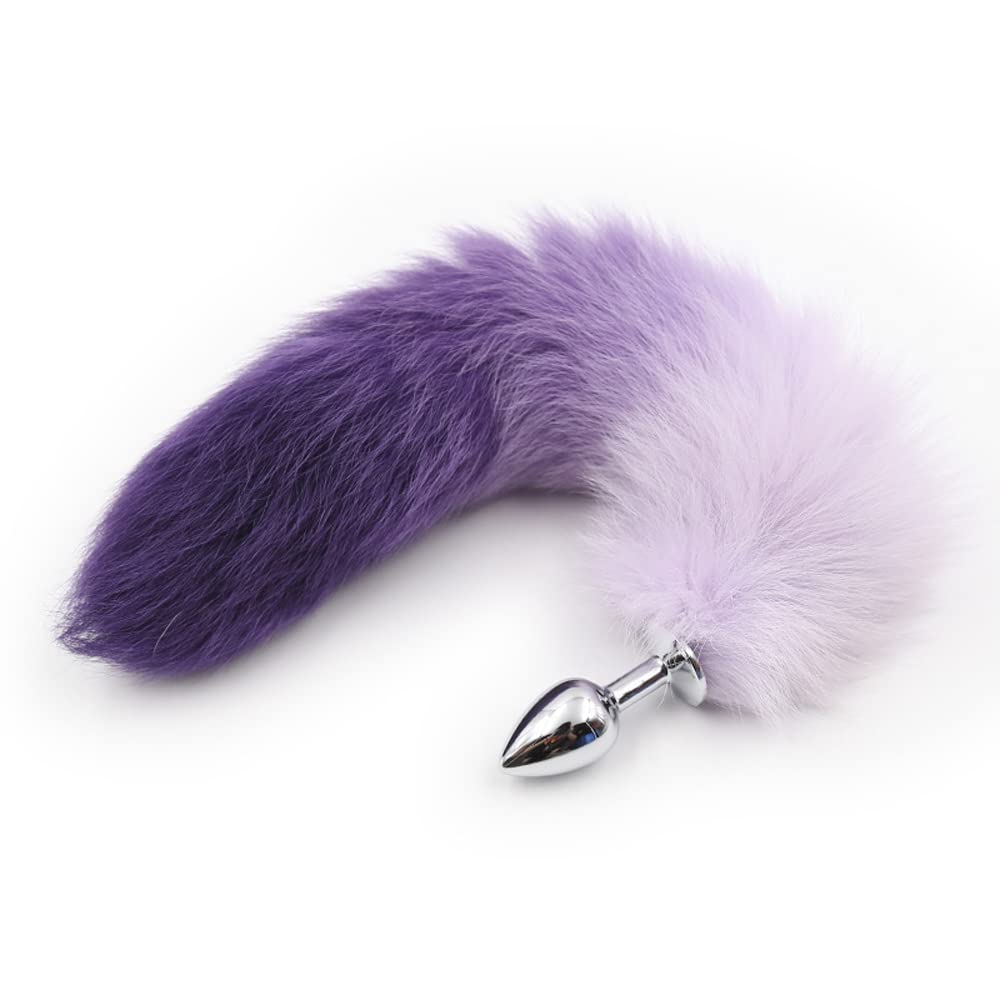 Ooiixx Butt Plug Fox Tail Cosplay Anal Plug Anal Butt Plug Adult Sex Toys for Beginner Women Men Couple (18" Black-1): 18"Purple-1