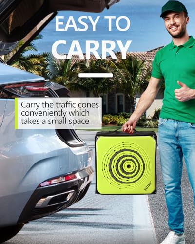 Image of BATTIFE 2 Pack 36 Inch Collapsible Traffic Cones, Lime Green Safety Cones