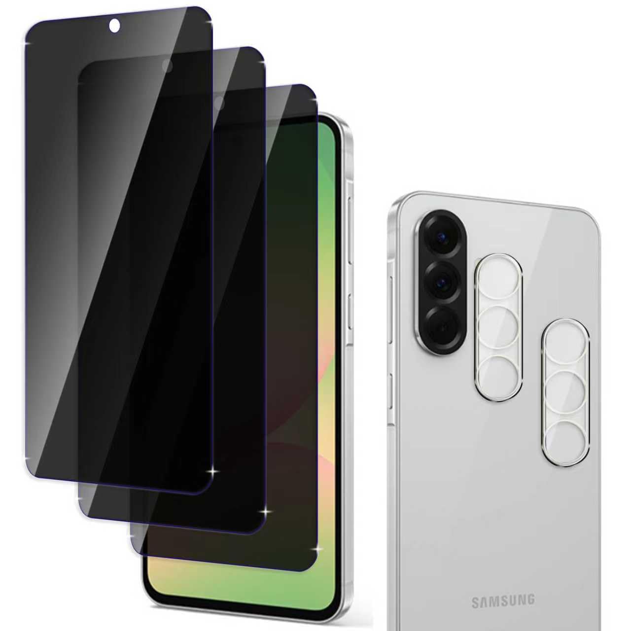 Jinshiweikai [5-Pack], Privacy Full Coverage Screen Protector for Samsung Galaxy A56,Camera Lens Protector,9H Anti-Spy Tempered Glass Film, Fingerprint & Oil-Proof, Case-Friendly