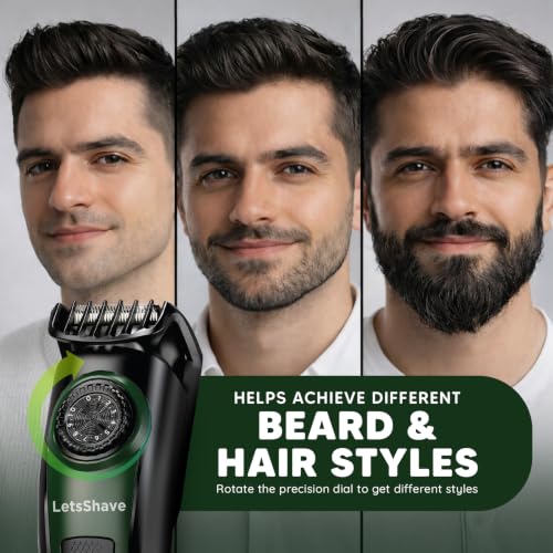 Image of LetsShave Beard Trimmer for Men | All-in-One Beard, Hair & Body Trimmer | 120 Min Runtime | LED Battery Display | USB-C Fast Charging | 3-Year Warranty | Self-Sharpening Stainless Steel Blades | Free Pro Styler