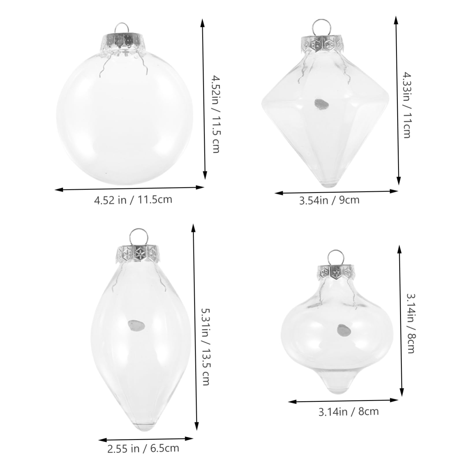 Cabilock 16 Piezas Bolas Transparentes para Colgar Adorno de Bola Rellenable Accesorios para Manualidades Navideñas Colgantes para Árbol de Navidad de Navidad para Pared y Manualidades