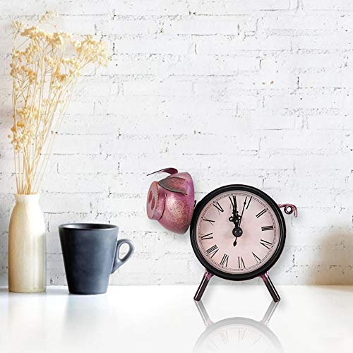 Bicaquu Relógio de mesa retrô, relógio com moldura decorativa, operado por bateria, estátua de porco