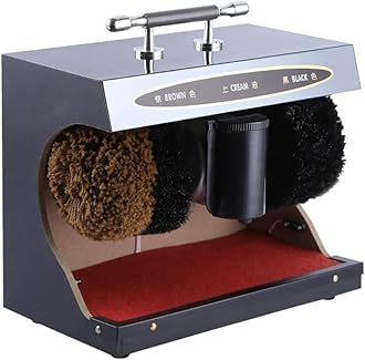 Shoe Polisher Fully Automatic, Hotel Commercial Automatic Shoe-Shining Machine，Electric Shoe Cleaner for Dust Removal Polishing with Double Combination Brush,Leather Shoe Cleaning Kit(Black Gold)