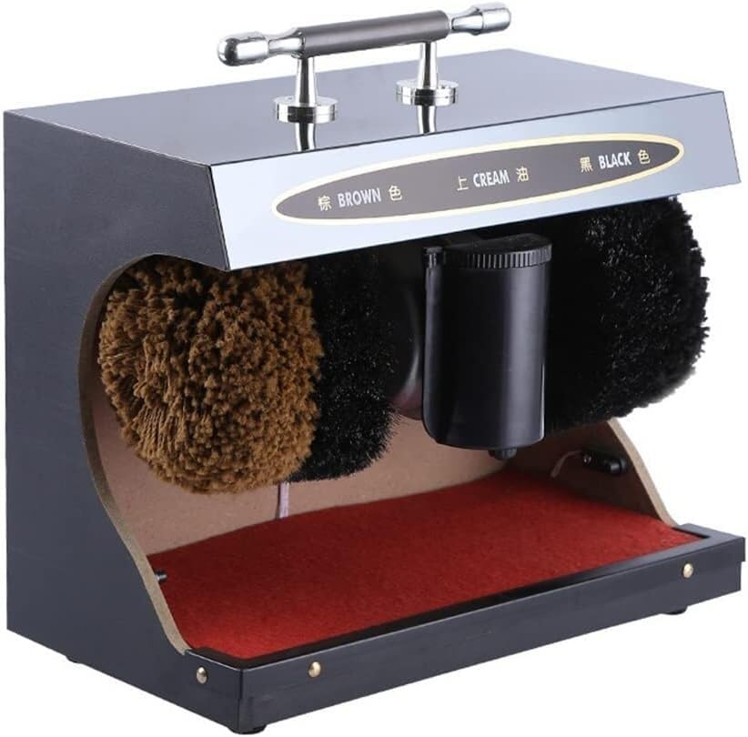 Shoe Polisher Fully Automatic, Hotel Commercial Automatic Shoe-Shining Machine，Electric Shoe Cleaner for Dust Removal Polishing with Double Combination Brush,Leather Shoe Cleaning Kit(Black Gold)
