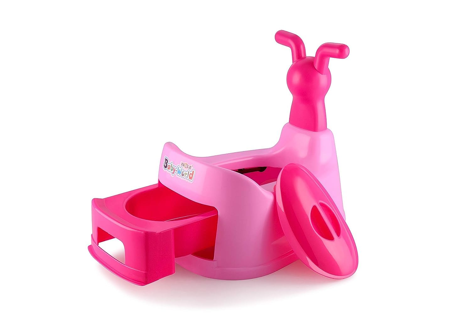 MAXWELL Toilet Trainer Baby Potty Seat Cartoon Face with Removable Tray & Closing Lid baby potty seat for 0 to 5 years (PINK)