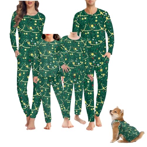 Family Matching Holiday Pajamas Christmas Long Sleeve Shirts & Pj Pants Vacation PJs Sets 2 Piece