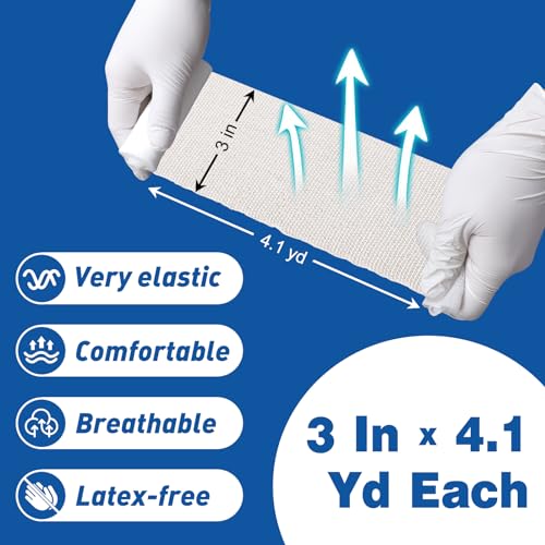 image for AZEN 100 Pack Gauze Rolls Bandages, 3 in x 4.1 Yards, First Aid Suppli