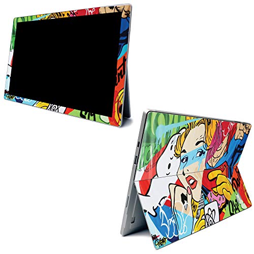 Image of MightySkins Carbon Fiber Skin for Microsoft Surface Pro 7 - Cartoon Mania | Textured Carbon Fiber Finish | Easy to Apply, Remove, and Change Styles | Made in The USA (CF-MISURPR7-Cartoon Mania)