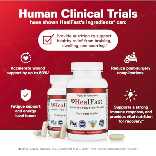 HealFast Complete Surgery & Injury Recovery Supplement: for Wound, Scar Treatment & Bruising w/Vitamins, Bromelain, Quercetin & Probiotics (Pre+Post Op) - Image 4