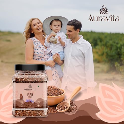 Image of Auravita Premium Flax Seeds 500 Gram | Natural Raw Flax seeds for Eating High Dietary Fiber Alsi Seeds Rich in Magnesium