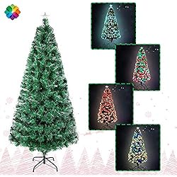 UISEBRT Árbol de Navidad Artificial 210cm con Luces LED - Árbol de Navidad Decorativo con Fibra óptica LED (210cm, Fibra óptica LED Multicolor)