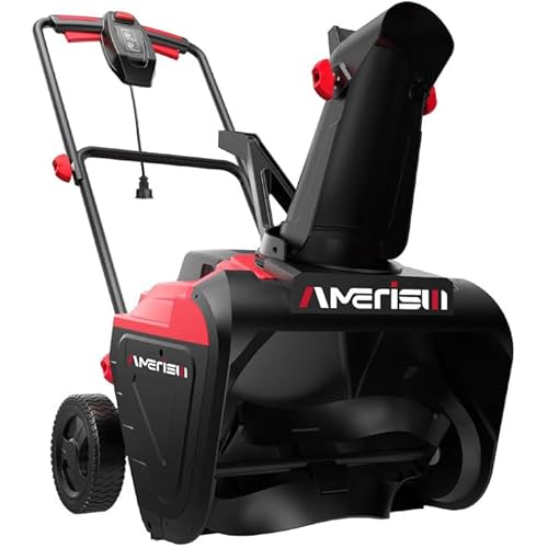 21-Inch Electric Snow Thrower, 15-Amp Corded Snow Blower with LED Light, 180° Adjustable Chute & 30-Ft Snow Discharge for Residential Driveways, Walkways & Patios
