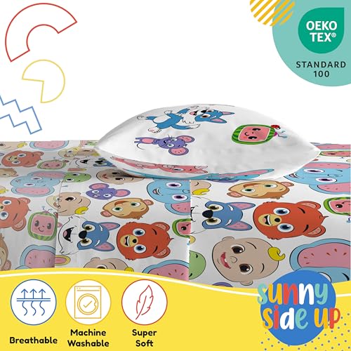 Image of Sunny Side Up CoComelon Twin Size Sheeet Set - 3 Piece Kids Animals Bedding Set Includes Pillow Cover - Super Soft Microfiber Sheets