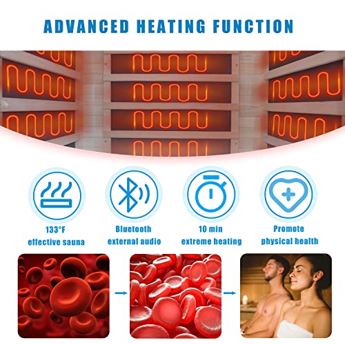 Hnkrn SNF-X-01 Low Emf Infrared Home Sauna，Personal Outdoor Indoor Heaters Saunas Wood Tiny Dry Barrel Snfared At Home Sauna Room Allwood For Men Women，Bluetooth ，Lcd Display-Control，Canadian Hemlock thumb #4