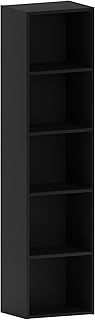 Vida Designs Oxford 5 Tier Cube Bookcase, Black Wooden Shelving Display Storage Unit Office Living Room Furniture