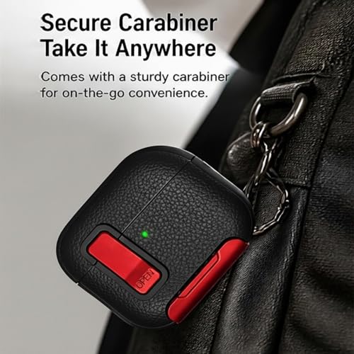 Image of for Leather AirPods Pro 3 Case 2025| Cute iPod Air Pods Pro 3 Case with Magnetic Lock | with Phone Holder & Keychain | Airpods 3 Pro Cases for Man Women(Model A2700 /A2931)(RedBlack)