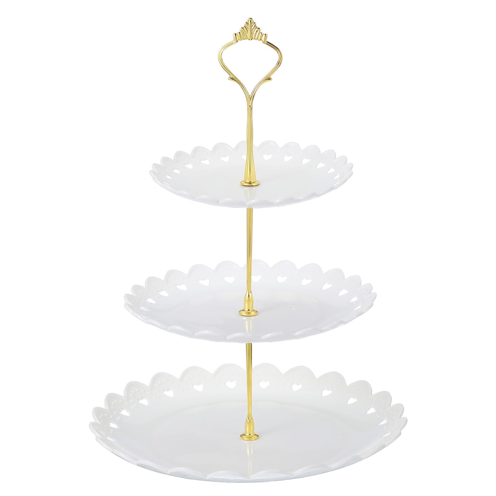 Présentoir à cupcakes à 3 niveaux blanc en plastique de 15 à 25 cm