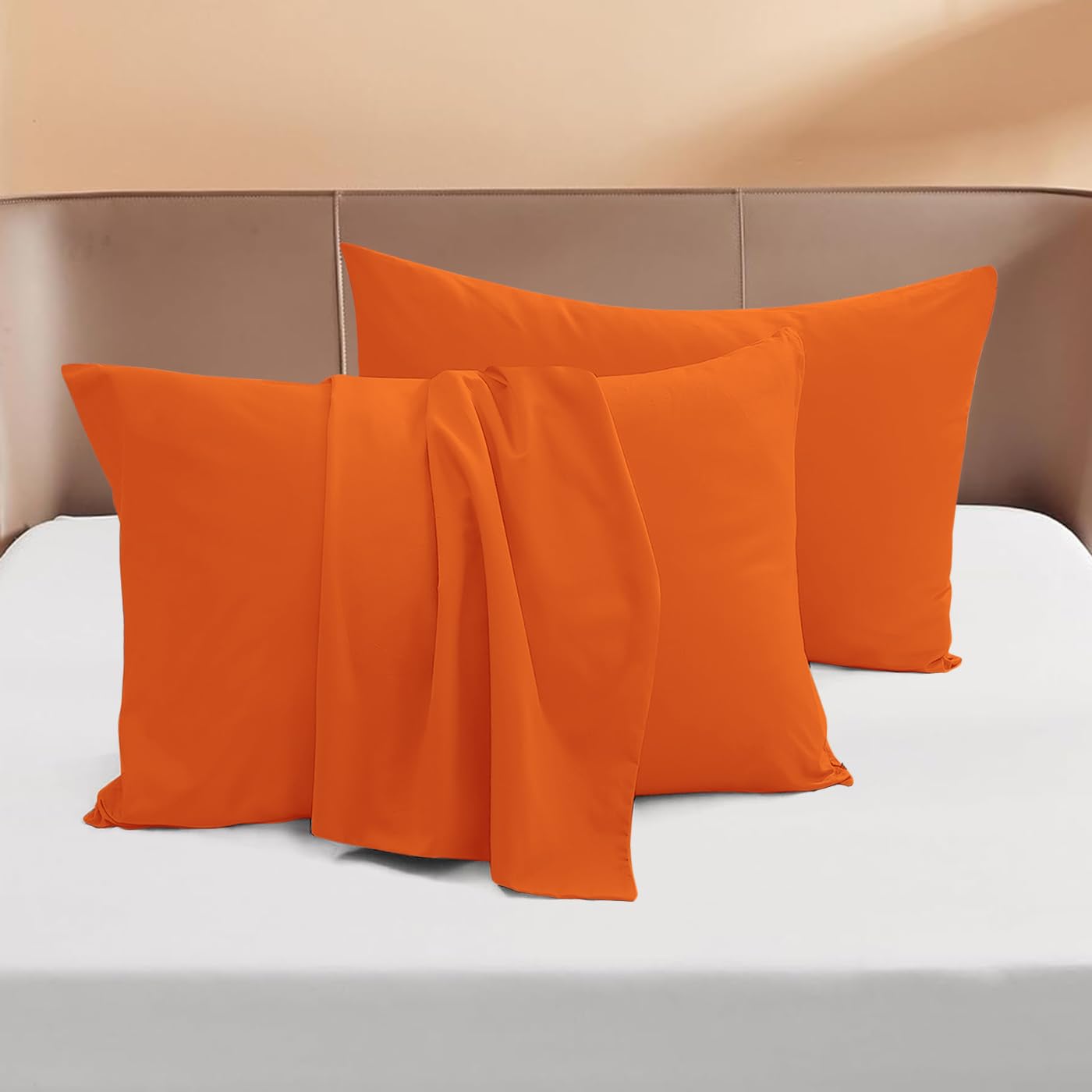 Toddler (13x18) Pillow Cases - Pack of 2 - Envelope Closure - Soft 600-TC Long-Staple Cotton Fabric - Pillow Covers Travel Pillow Cases 13x18 Inches (Solid, Orange)