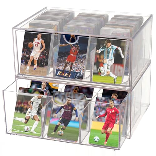 HFYZZ 2 Pack Trading Card Storage Box - 3200+ Clear Plastic Cards Storage Organizer with Dividers Stackable MTG Cards Display Case for MTG,TCG, PTCG, Sports Cards - image 1