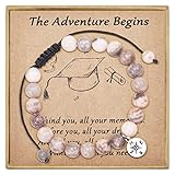 GBTBYS Graduation Gifts, Natural Stone Compass Bracelets, 2023 The Adventure Begins Graduate College