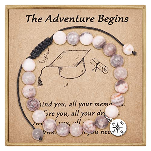Gbtbys Graduation Gifts, Natural Stone Compass Bracelets, 2023 The Adventure Begins Graduate College High School Inspirational Gift For Women Girls #TOP7