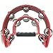 Luvay 9" Double Row Tambourine - Metal Jingles Hand Held Percussion, Cutaway Design (Red)