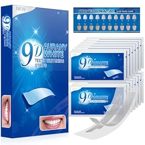 9D Sensitive Teeth Whitening Strips- Professional Enamel-Safe Formula, Fast Stain Removal for Coffee Drinkers & Smokers, Sensitivity-Free Whitening Kit-14Pairs (28Strips)