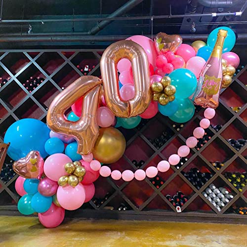 Image of 40 Inch Rose Gold 40 Number Balloons Giant Jumbo Huge 40 Foil Mylar Helium Number Digital Balloons Rose Gold Birthday Mylar Digital Balloons 40th Birthday Party 40th Anniversary Events Party