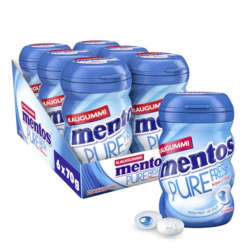Mentos Kaugummi Pure Fresh Mint, 6 Boxen zuckerfreie Chewing Gum Dragees mit Pfefferminz-Geschmack & flüssiger Füllung… – Ansicht 1
