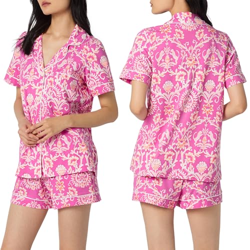 Image of Bed Head PJs Womens Matching Pajamas - Soft Organic Short Sleeve Button Down PJ Shirt & Shorts Set - Sleepwear & Loungewear