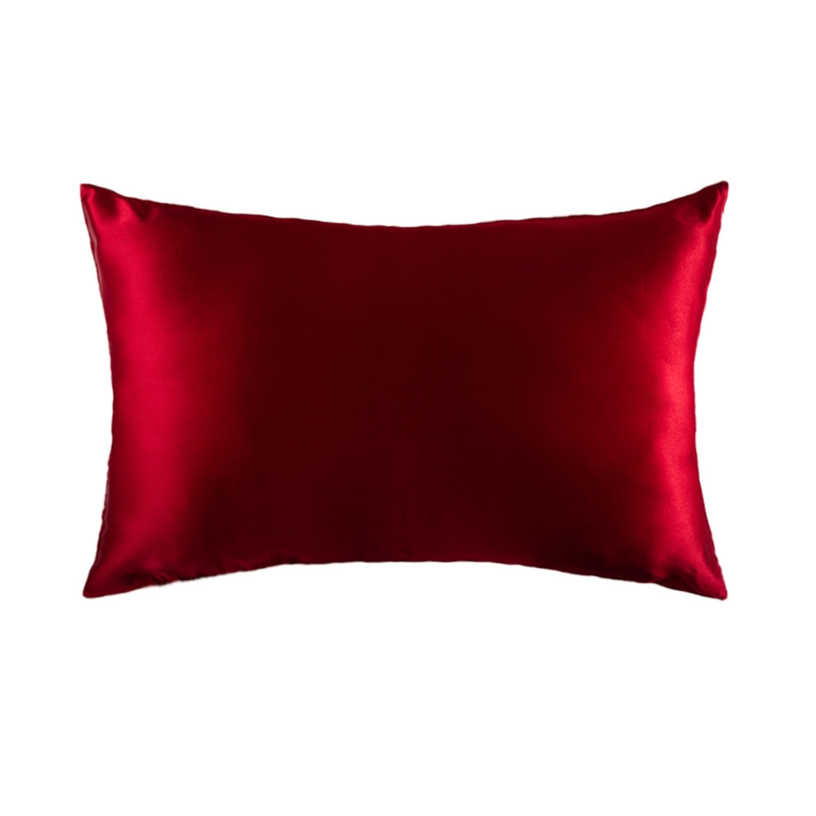 Silk pillowcase Silk Pillow Cover Double Pillowcase Pure With Hidden Zipper(Red,51x76cm)