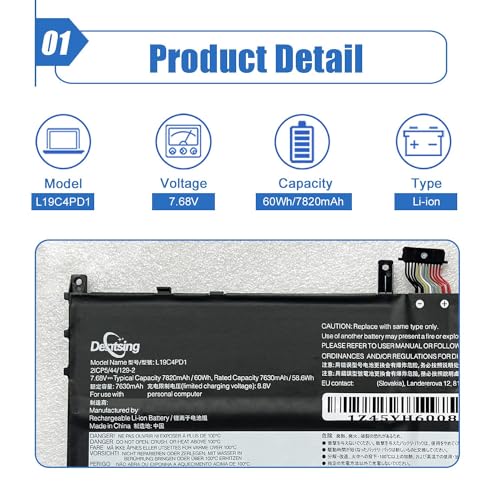 Image of L19C4PD1 L19D4PD1 Laptop Battery Replace for Lenovo Yoga C640-13IML LTE IdeaPad Yoga 6-13ARE05 6-13ALC6 Series Notebook 5B10W67385 5B10U65274 5B10W67329 5B10U65275 L19M4PD1 7.68V 60Wh