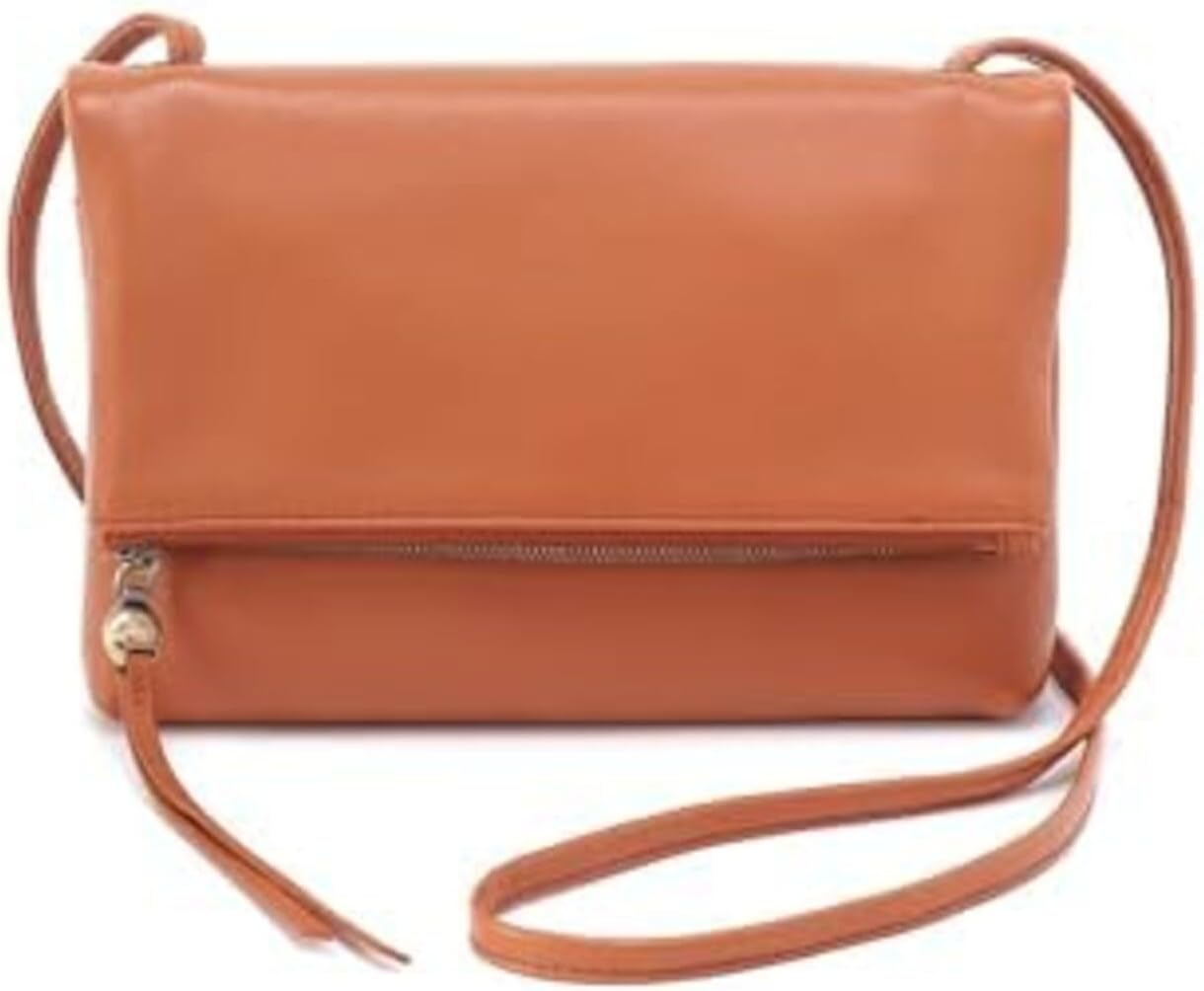 HOBO Grant Leather Small Foldover Crossbody Bag with Crossbody & Shoulder Strap, Zip Pocket, Card Compartment