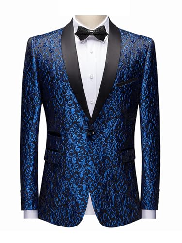 Men's Floral Suit Jacket Suit Slim Fit Flower Jacquard Tuxedo Dinner Party Prom Wedding Classic Blazer Jackets