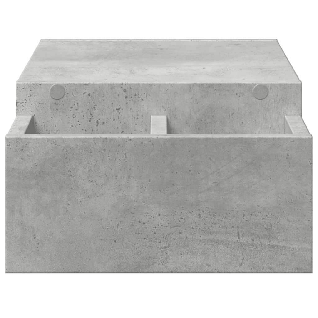 Monitorständer mit Stauraum Betongrau Holzwerkstoff 70x27x15 cm freistehend mit 4 Fächern für Büro Arbeitsplatz Homeoffice Ergonomie Ablage Organizer