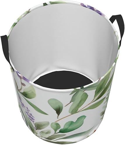 Miniatura 3 de Cesta de almacenamiento plegable impermeable con estampado de hojas y ramas de salvia con flores verdes, para dormitorio, sala de estar, baño,
