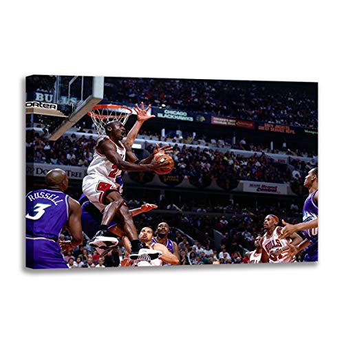 Michael Jordan Vs Jazz toile murale salon déco moderne pour grand fan de basket