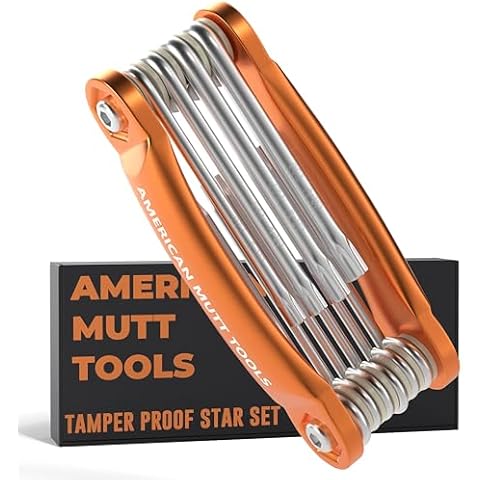 AMERICAN MUTT TOOLS Tamper Proof Torx Set – Security Torx Set, Star Tool with Hole in Middle | Tamper Proof Allen Wrench Set, Security Hex Key Set, Folding Torx Key Set, Star Wrench Set, Star Keys Cover