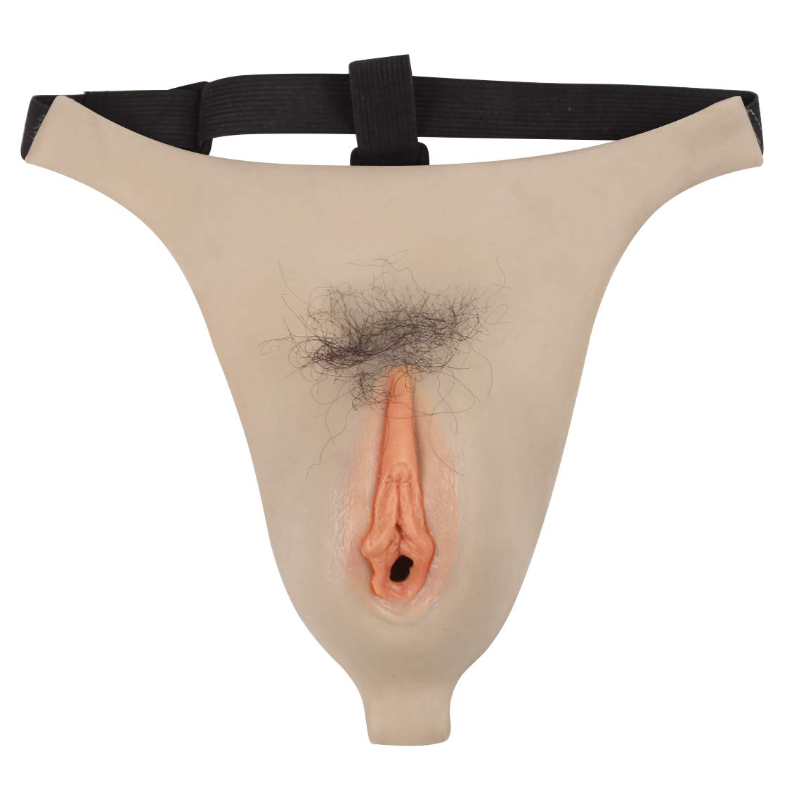CTKOLYS Sexy traves siliconen gaff string, crossdresser gaff slipje kameel teen shemale nep vaginale T-string, AV33TX~wit ~haar, één maat