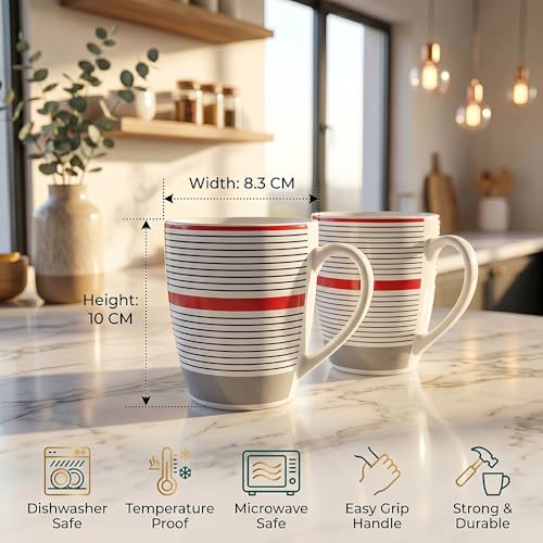 Image of U.P.C. U.P.C.Milk Mug Set of 2 | Ceramic & Bone China Coffee Milk Cups | Designer Printed Tea Coffee Mug Set | Large Capacity Milk Mugs | Microwave Safe Cup Set | Kitchen Drinkware Gift Set