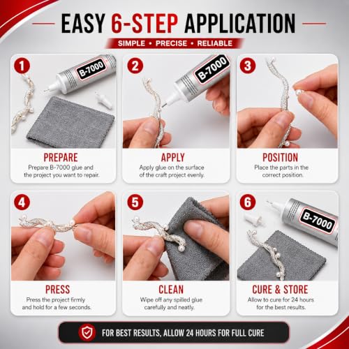 Image of AutoKraftZ B7000 Multipurpose Glue 50ml (Set of 2) with Cleaning Cloth, Fabric Glue for Clothes, Jewellery Making, Mobile Display & Screen Repair, Craft Adhesive for Beads, Rhinestones, Crystal& Glass