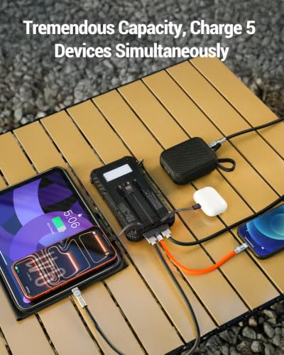 Image of Solar Power Bank Built-in Cables Speed Charging 20000mAh Camping