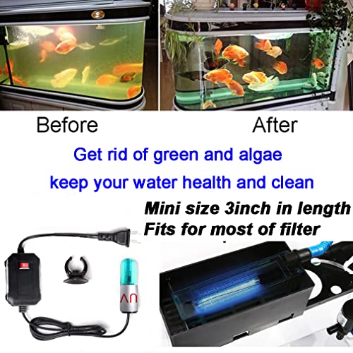 Image of 3W Aquarium Clean Light Fish Tank Algae Clean Light Green Water Clean Fish Tank Water Clean Lamp for Sump Pond Filter Tank