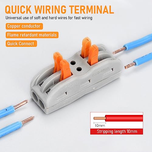 Image of Serplex 20Pcs Wire Connector Kit 2 Circuit Inline Splices Cable Connector With Control Lever Compact Splicing Wire Jointer Cable Conductor Clamp Wire Connector Jointer Conductor For 28-12 Awg