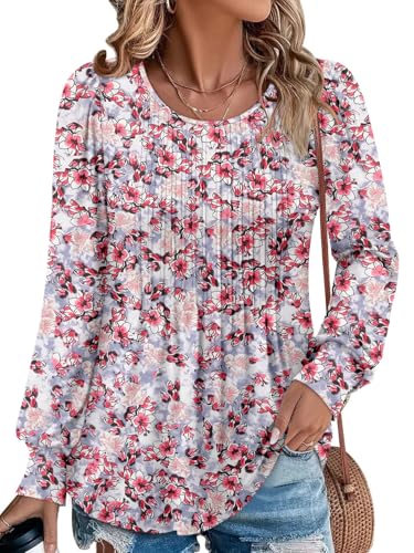 BETTE BOUTIK Long Sleeve Shirts for Women Fall Tops Dressy Blouses Crewneck Tunic Tops for Leggings S-3XL