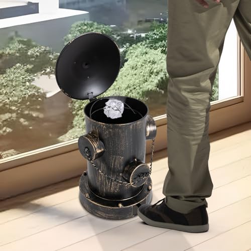 Image of LOYALHEARTDY Fire Hydrant Trash Can, Retro Creative Garbage Can with Removable Inner Bucket, Wrought Iron Pedal Trash Can, Indoor Outdoor Waste Bins for Park Garden Kitchen Garbage, Bronze