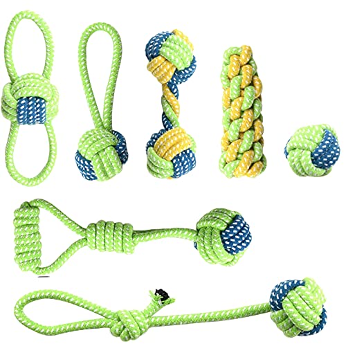YTYH Dog Chew Toys 7 Pack Rope Toys for Puppies Medium and Large Dogs Interactive Toys Outdoor Dog Toys Tough Dog Toys for Tug of War and Fetch Training Durable Teething Toys for Preventing Boredom